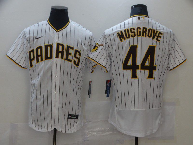 Men San Diego Padres #44 Musgrove White stripe Elite 2021 Nike MLB Jersey->san diego padres->MLB Jersey